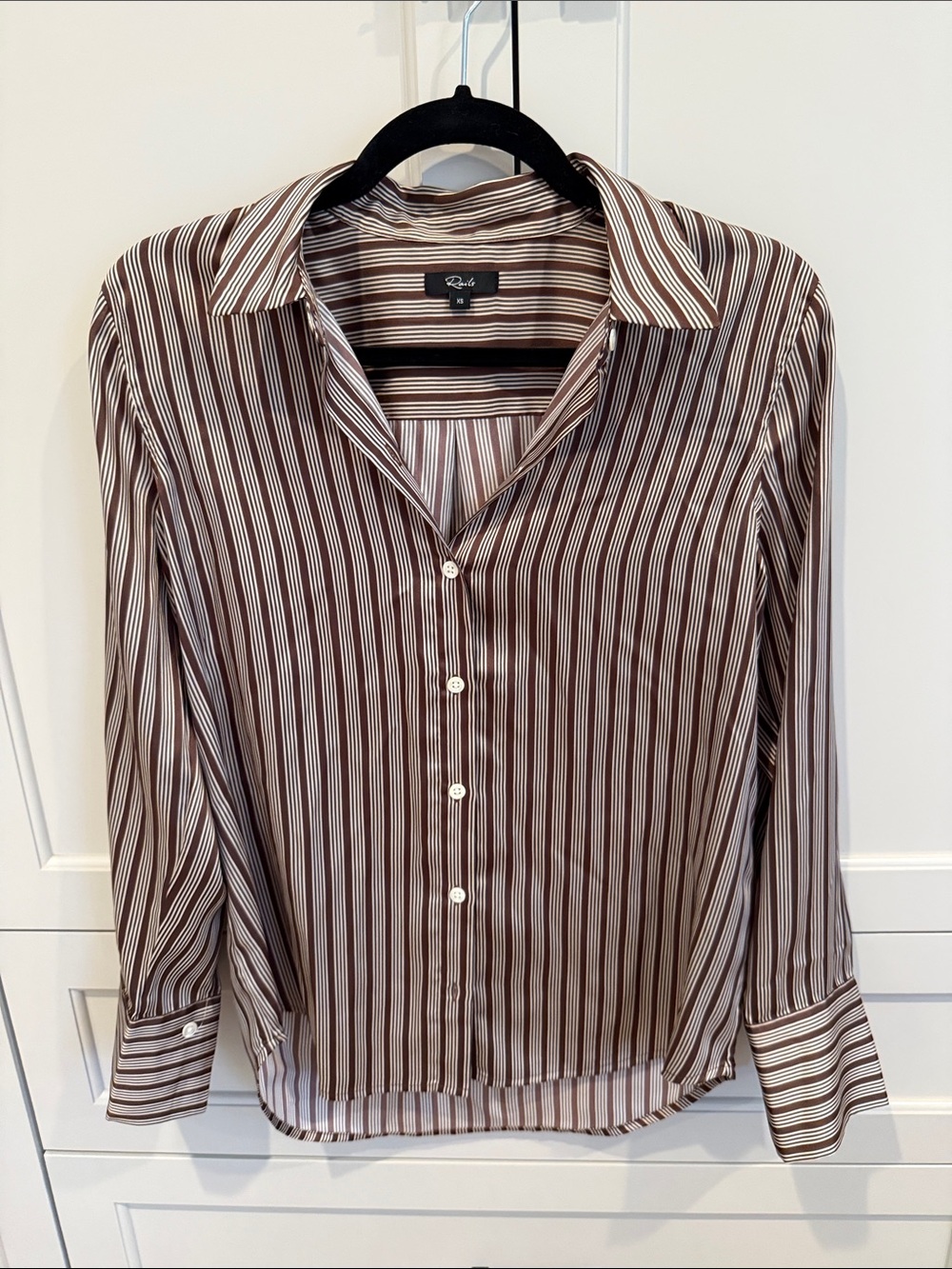 Rails Brown and White Striped Men's Dress Shirt